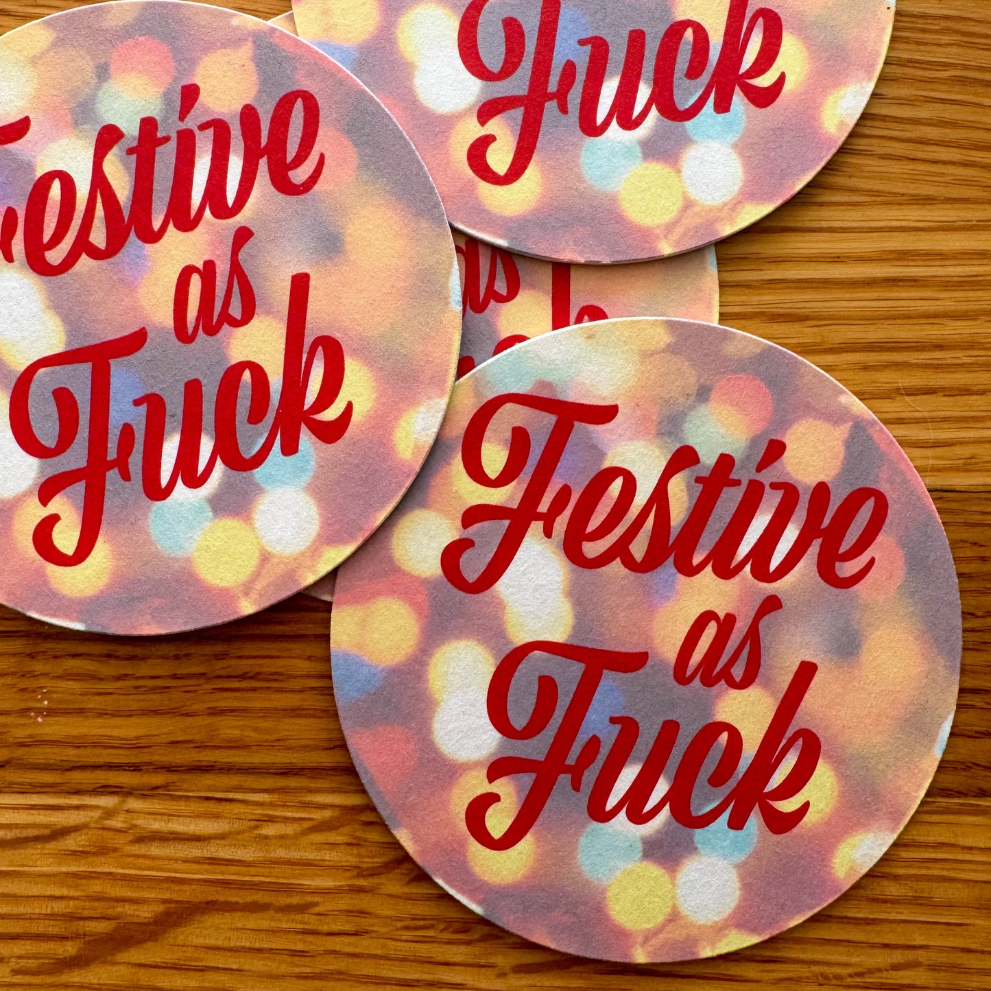 Festive as Fuck - 4 Pack Holiday Paper Coasters