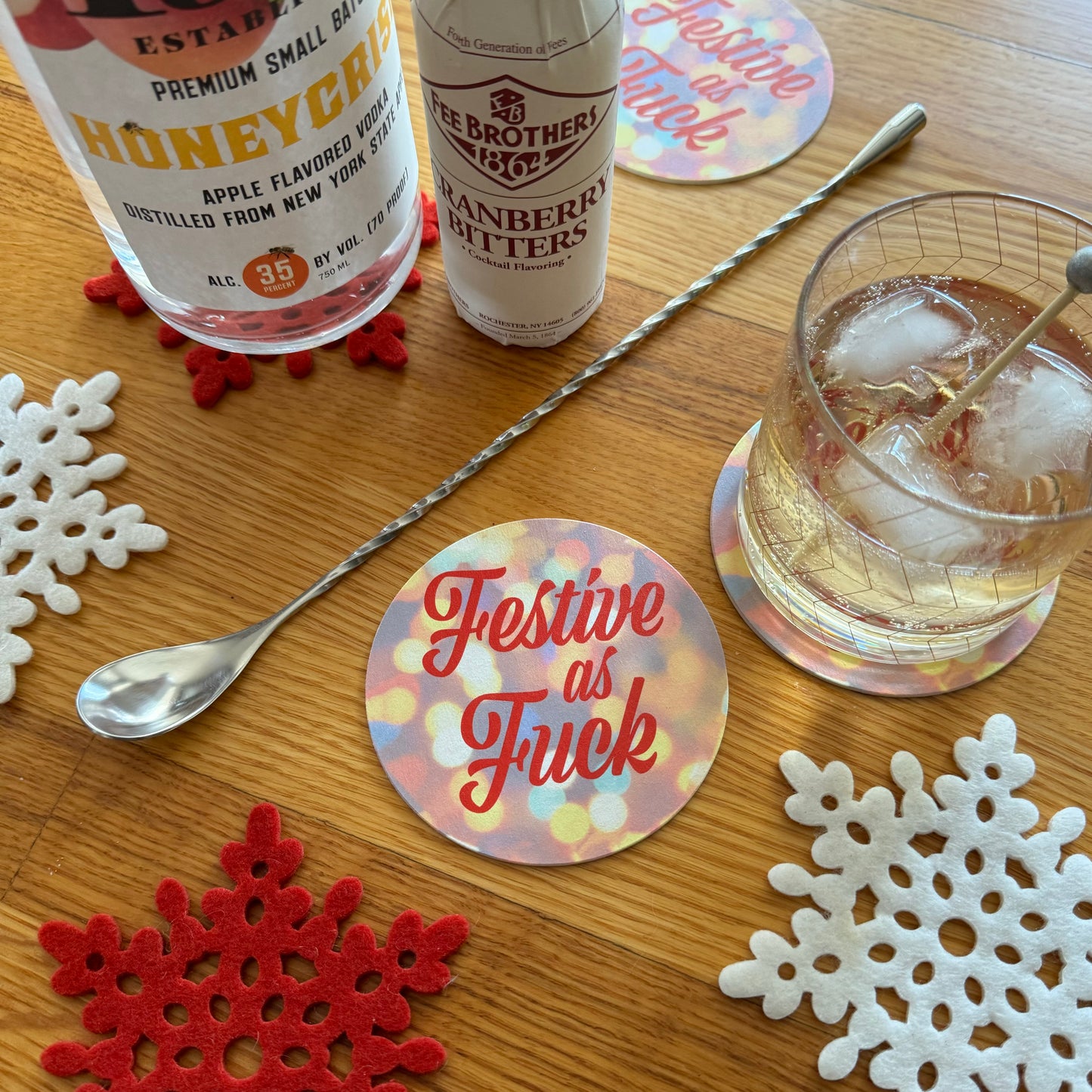 Festive as Fuck - 4 Pack Holiday Paper Coasters