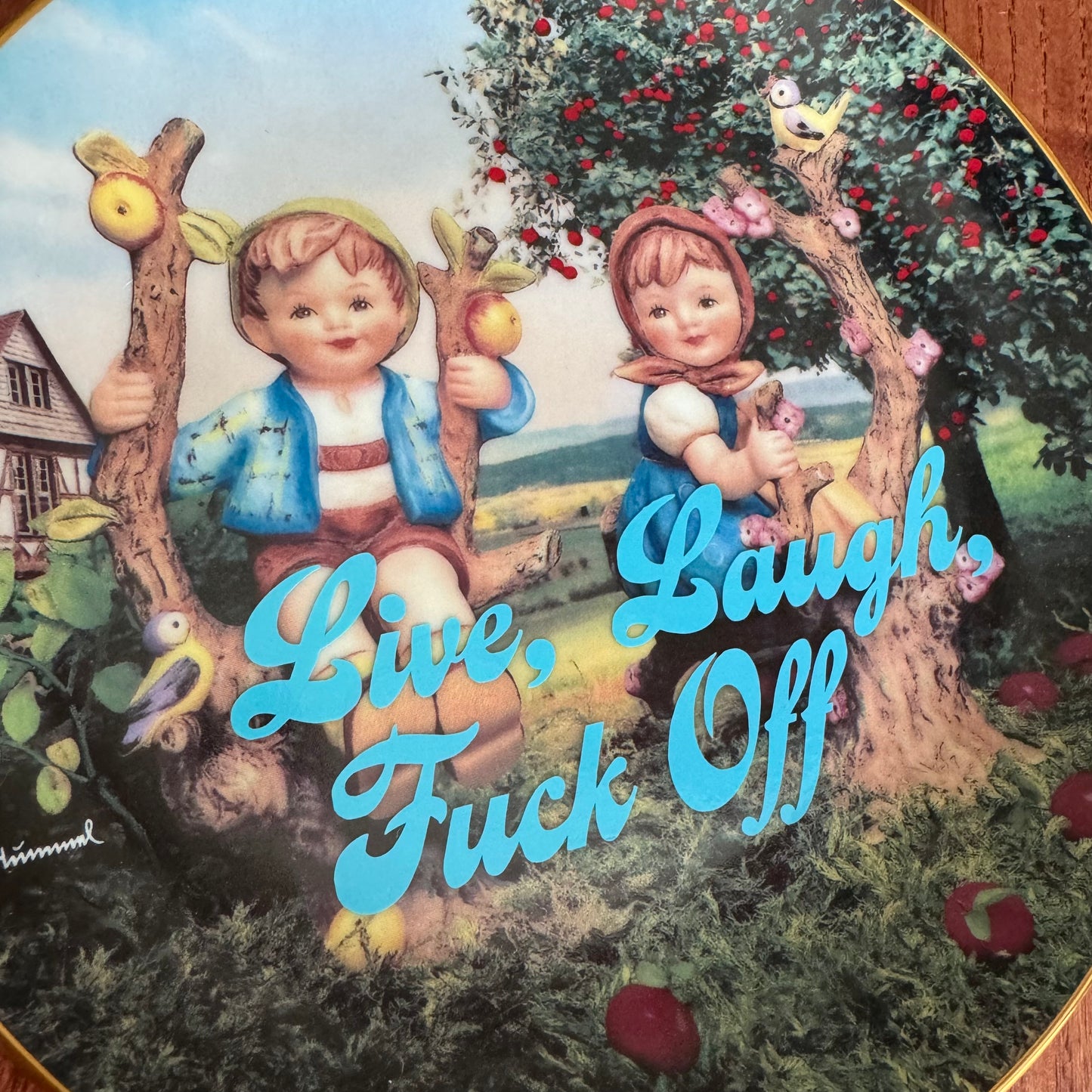 Live Laugh Fuck Off Vintage Hummel Plate