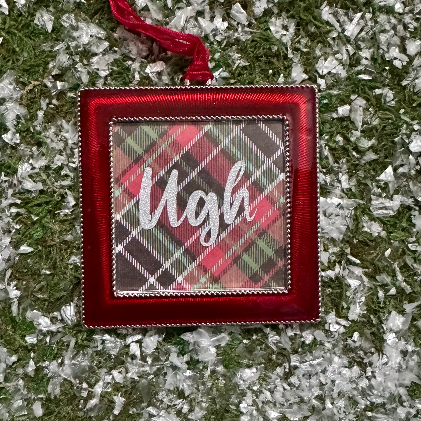 Ugh Square Plaid Holiday Ornament