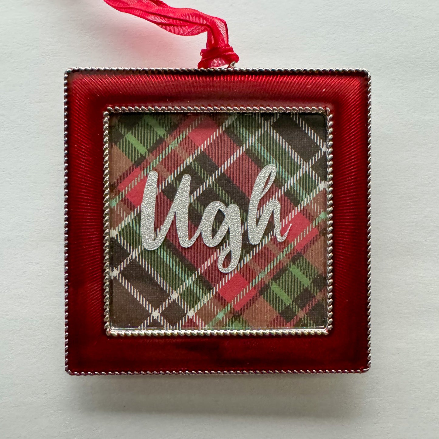 Ugh Square Plaid Holiday Ornament