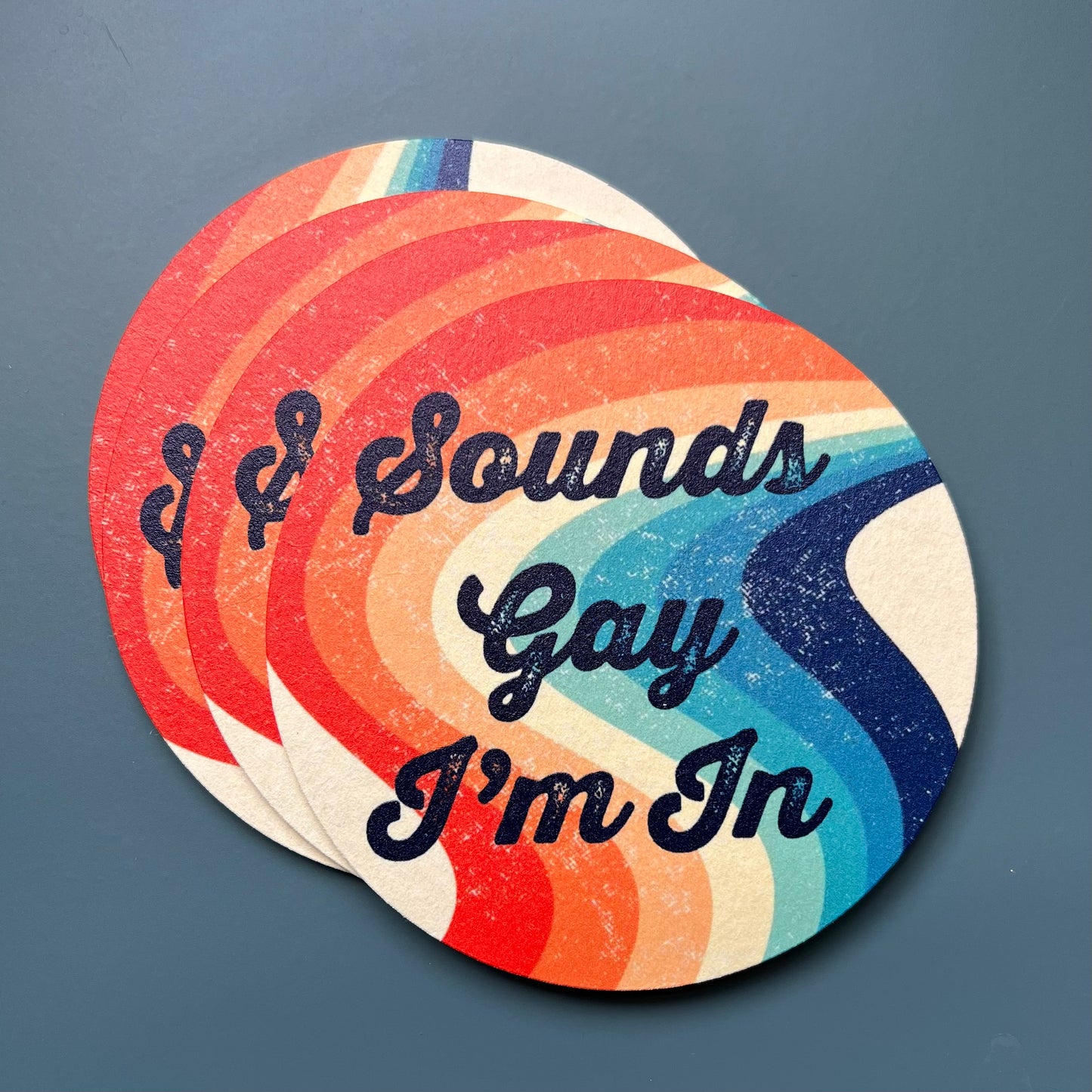 Sounds Gay I'm In Retro Rainbow - 4 Pack Paper Coasters