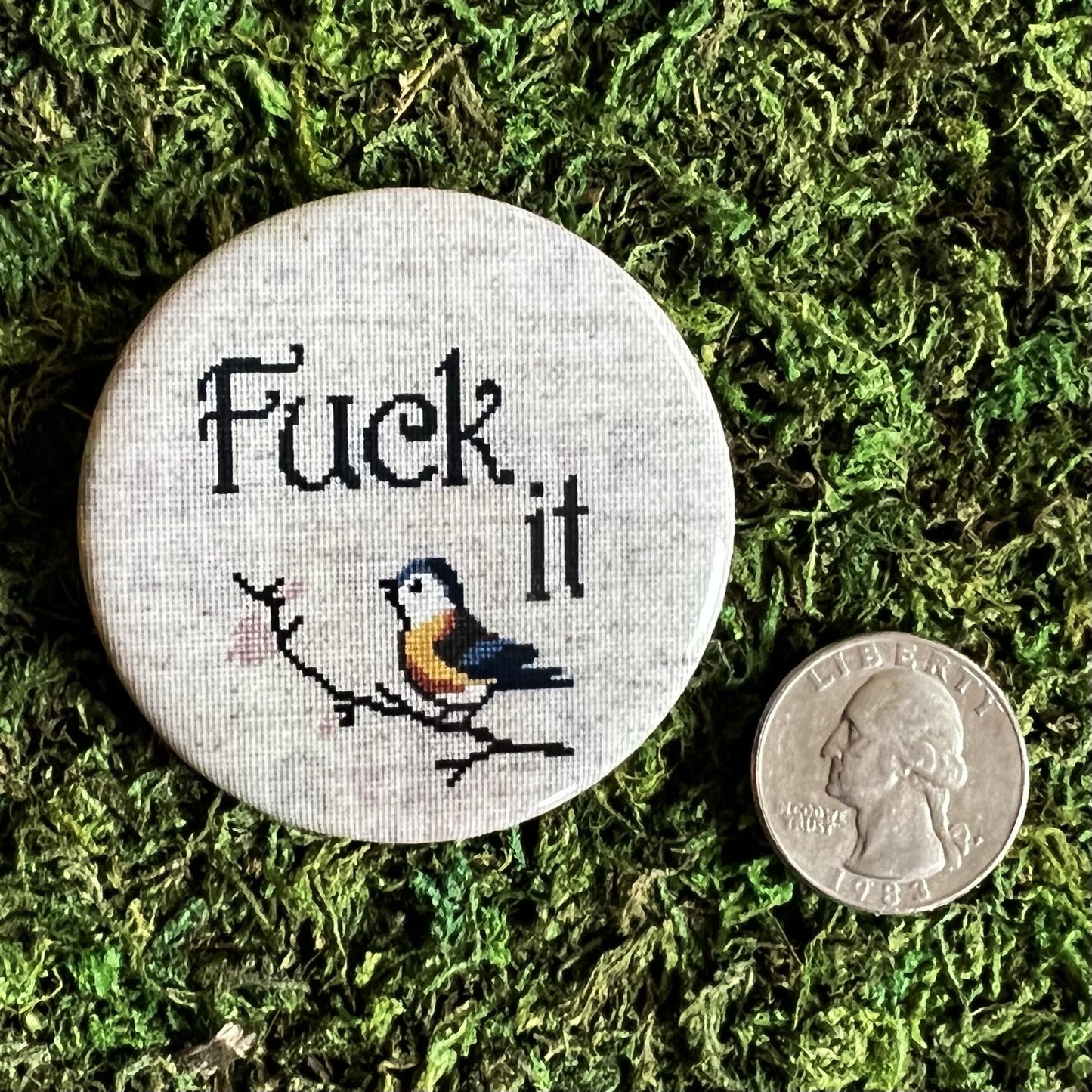 Fuck It Cross Stitch Inspired Button