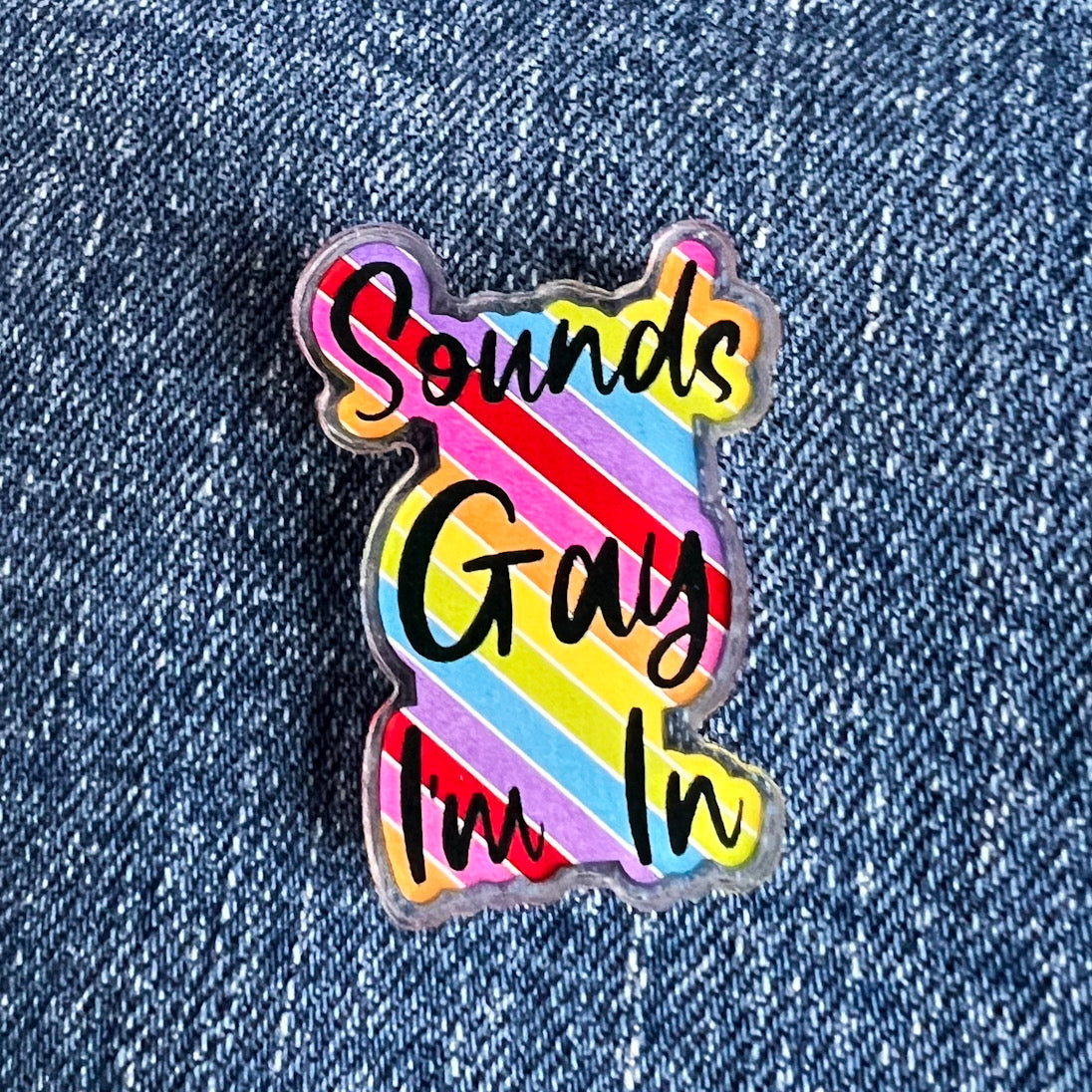 Sounds Gay I'm In Rainbow Acrylic Pin