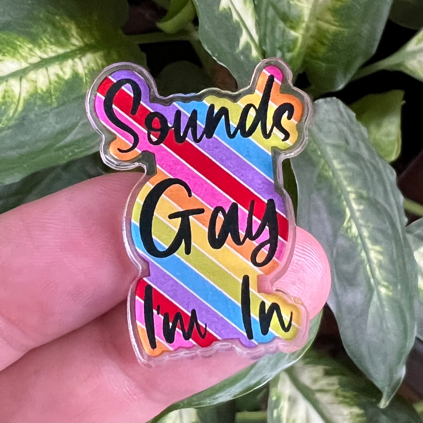 Sounds Gay I'm In Rainbow Acrylic Pin