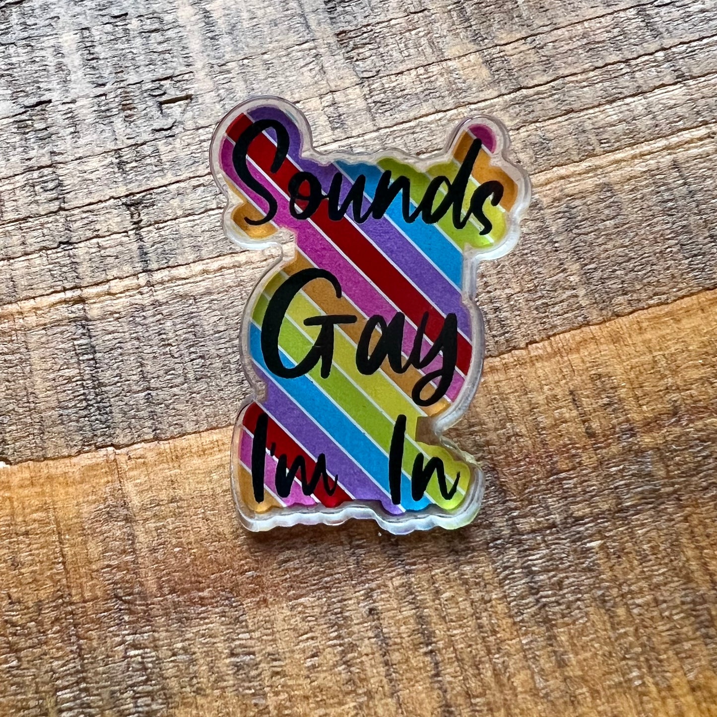 Sounds Gay I'm In Rainbow Acrylic Pin