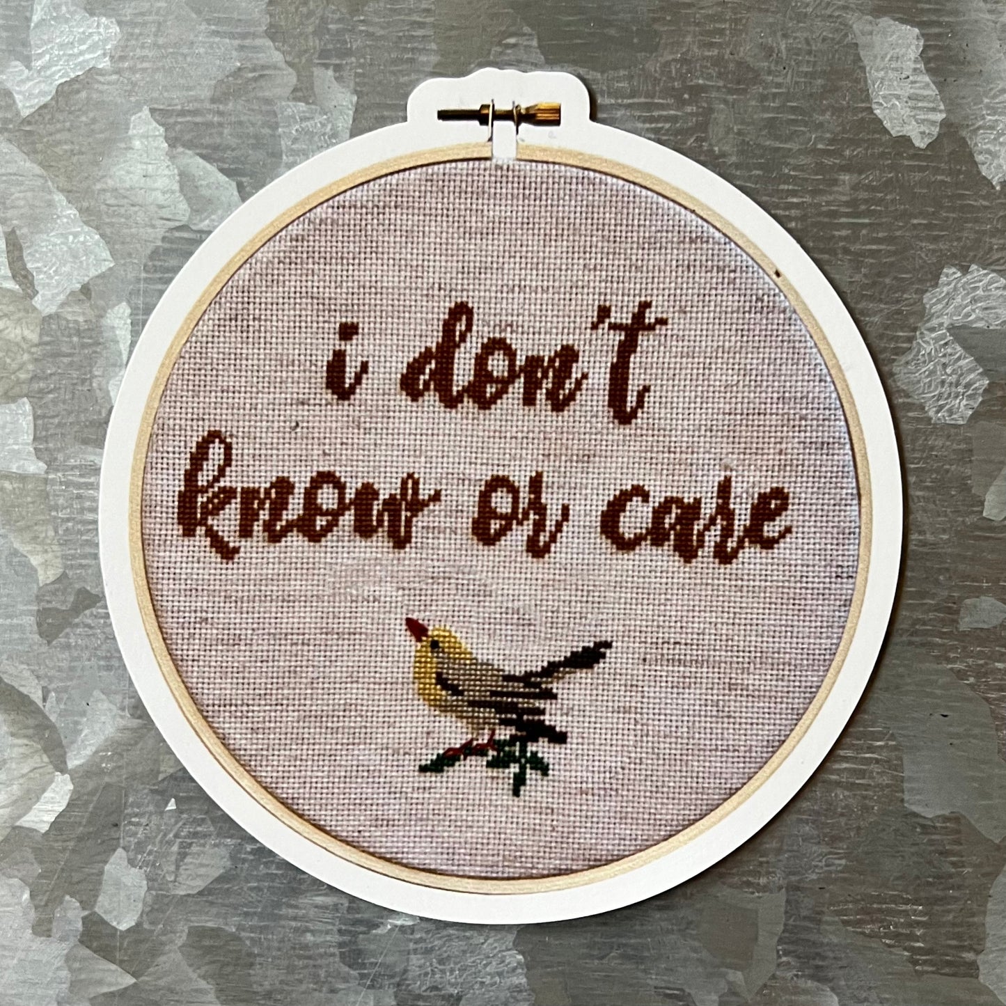 I Don't Know Or Care Cross Stitch Inspired Magnet