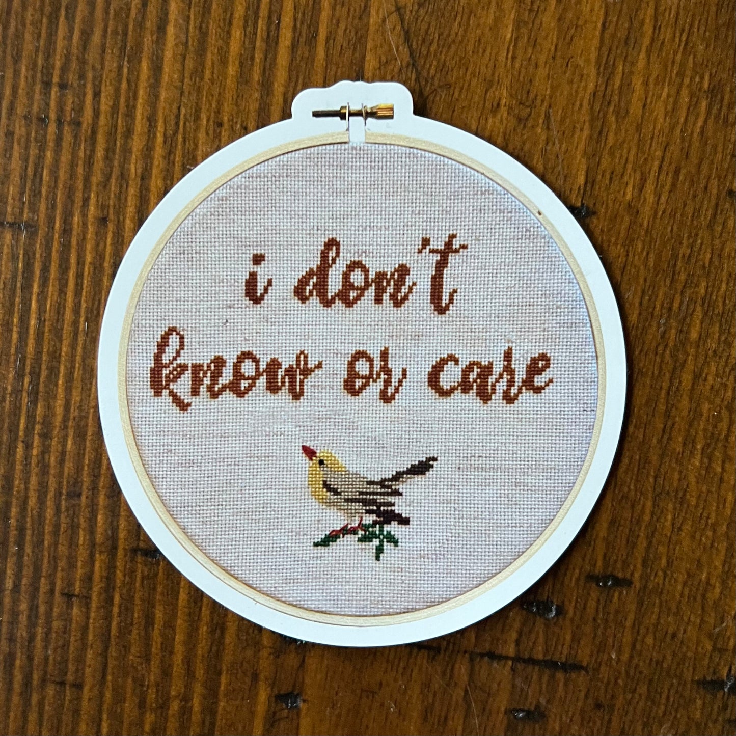 I Don't Know Or Care Cross Stitch Inspired Magnet