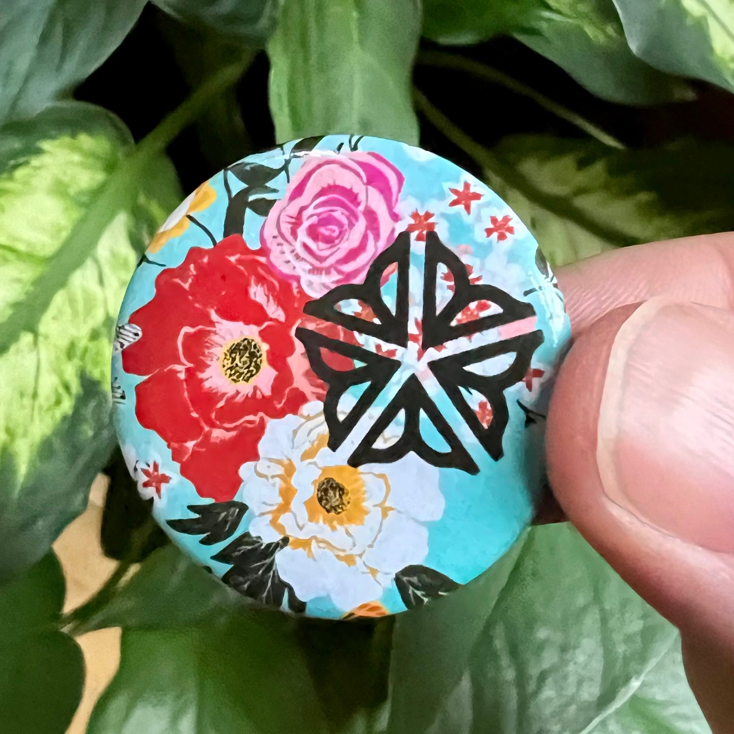 Rochester NY Logo with Floral Pin-Back Button