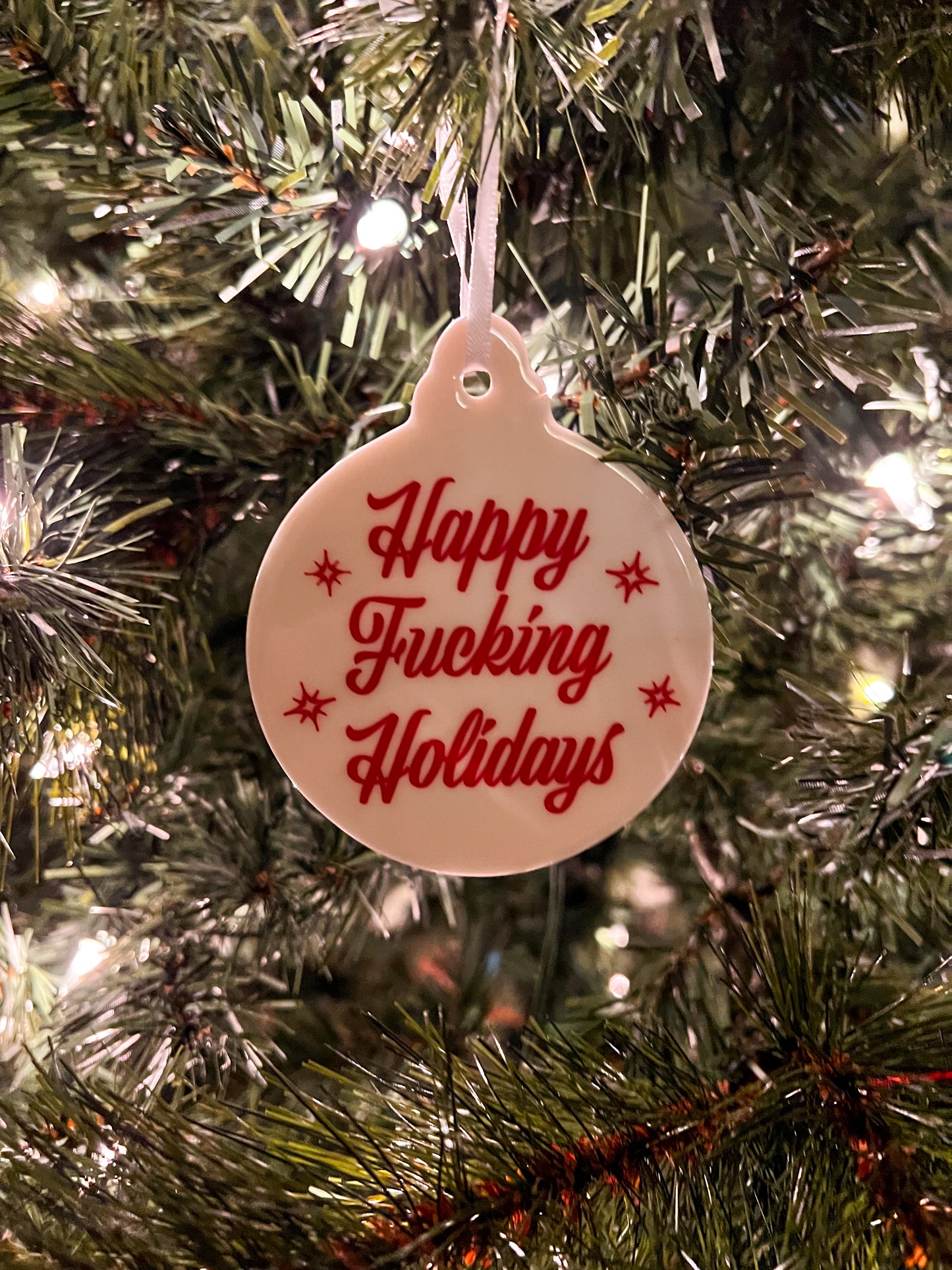 Happy Fucking Holidays Ceramic Holiday Ornament