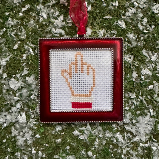 Middle Finger Square Cross Stitch Holiday Ornament