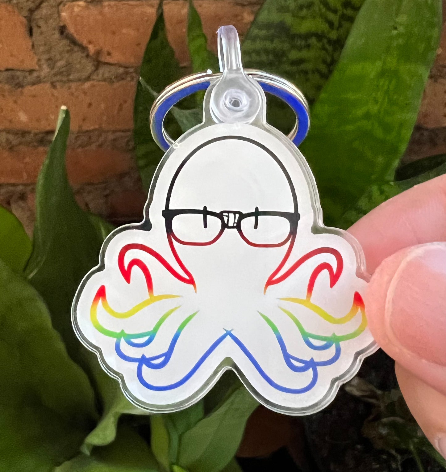 Nerdy Octopus Pride Keychain