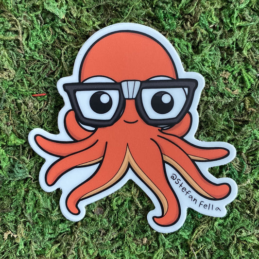 Nerdy Octopus Vinyl Sticker