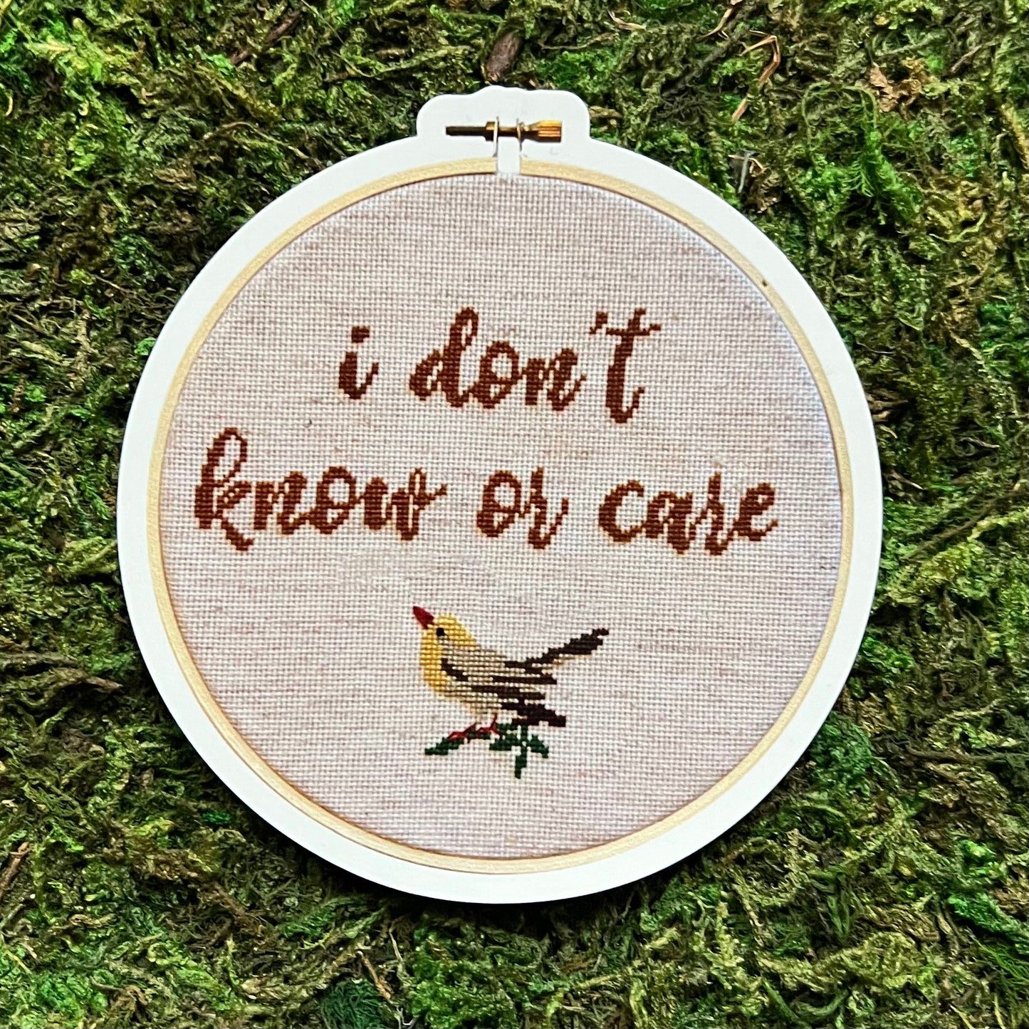 I Don't Know Or Care Cross Stitch Inspired Magnet
