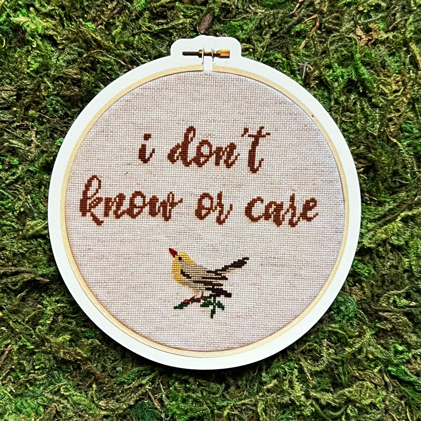 I Don't Know Or Care Cross Stitch Inspired Magnet