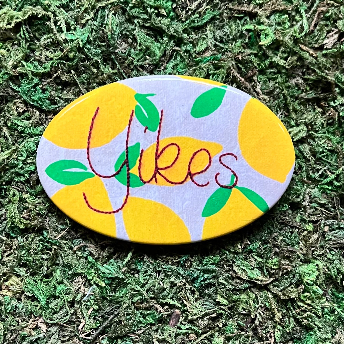 Yikes Embroidery Inspired Oval Button