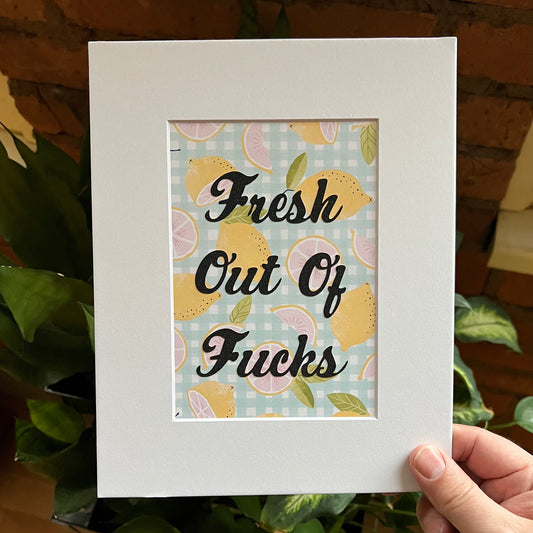 Fresh Out Of Fucks with Lemons Background Multimedia Papercraft