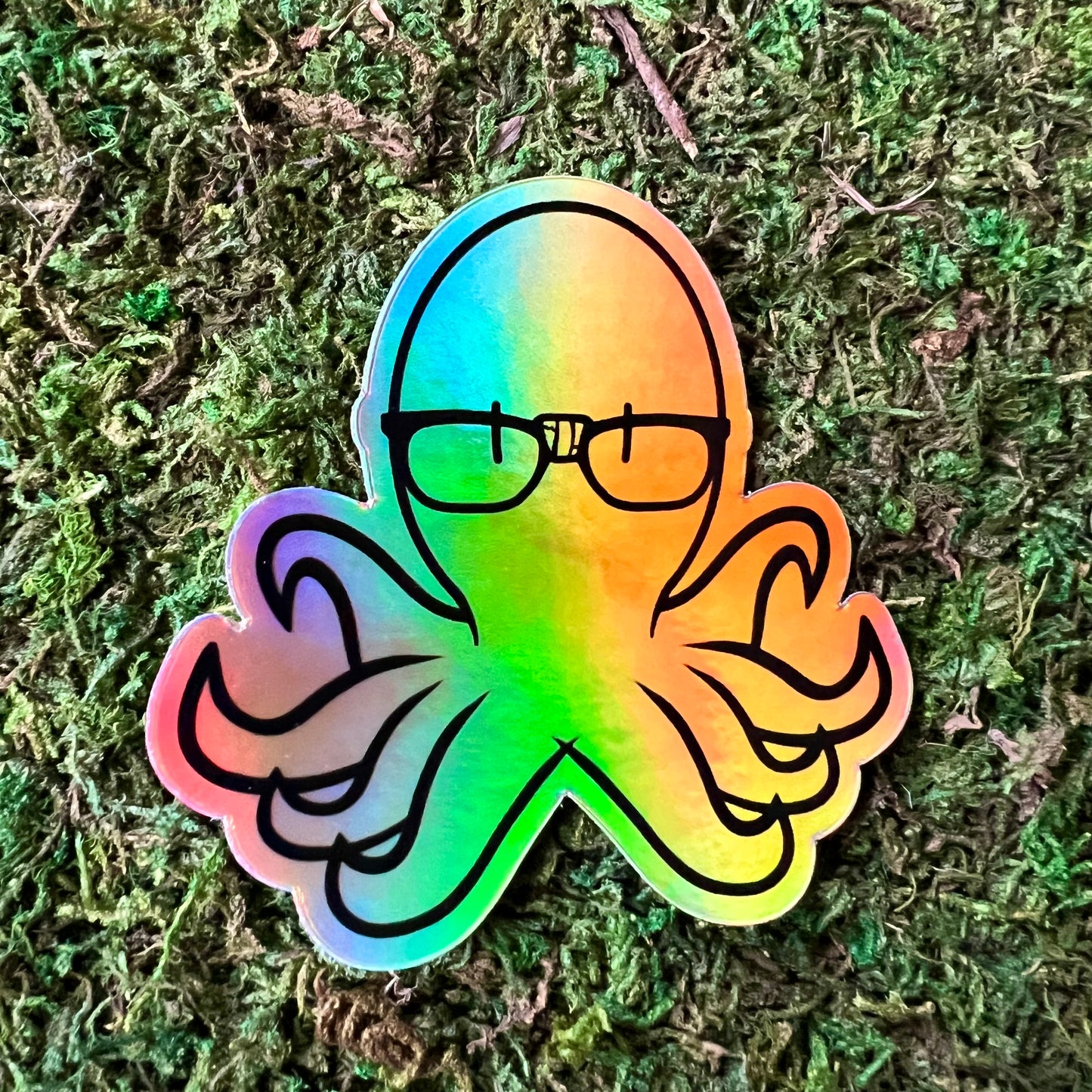 The Nerdy Octopus Logo Holographic Vinyl Sticker