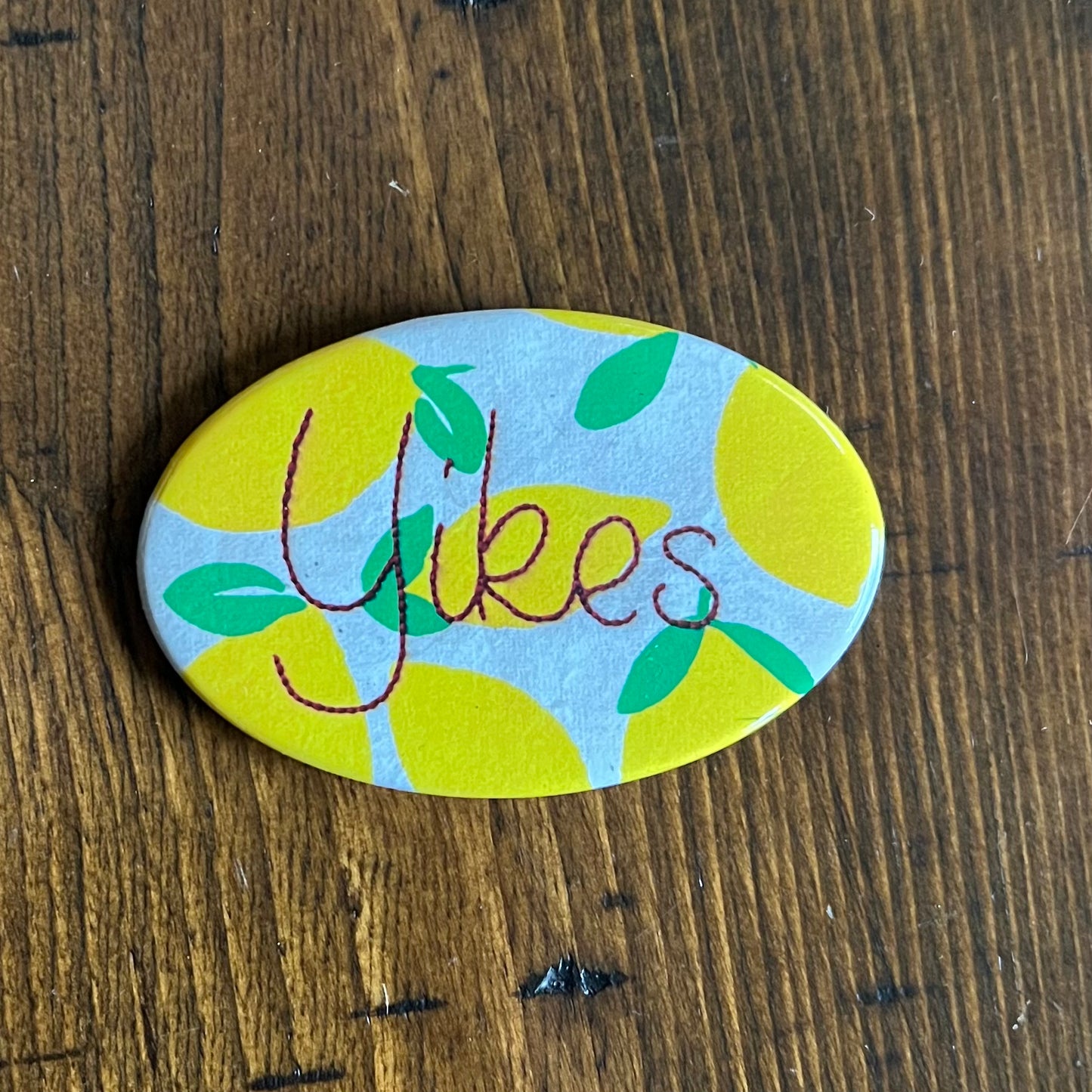 Yikes Embroidery Inspired Oval Button