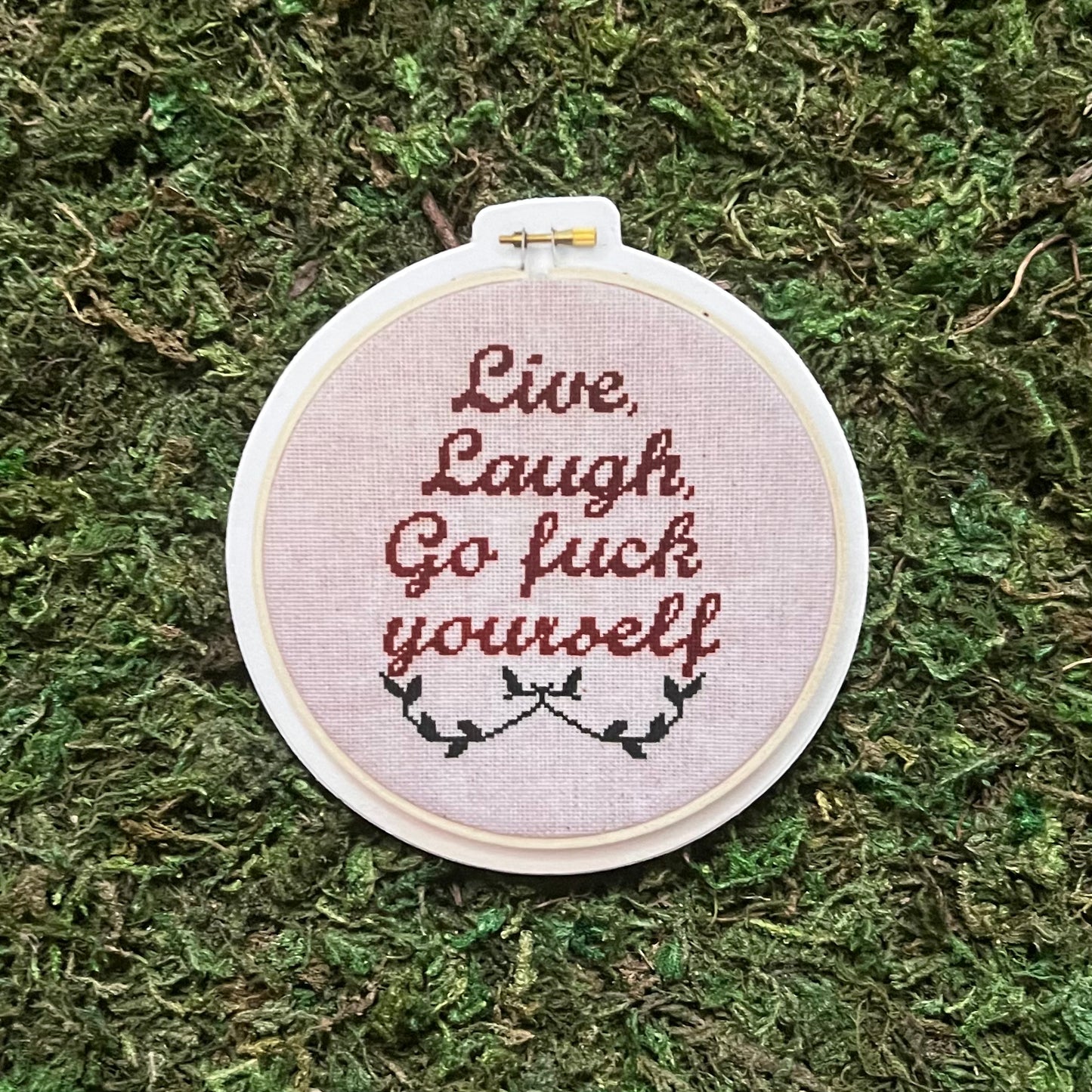 Live Laugh Go Fuck Yourself Cross Stitch Inspired Vinyl Sticker
