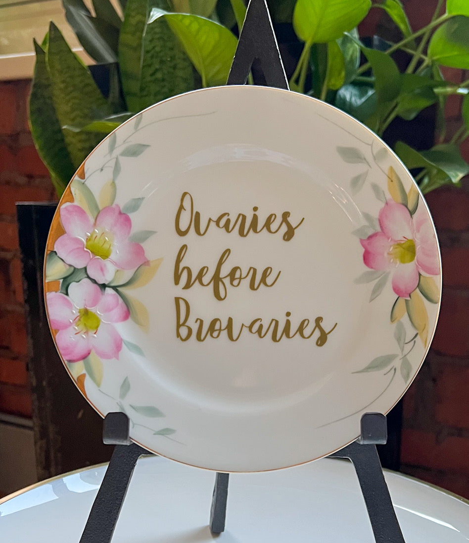 Ovaries Before Brovaries Vintage Floral Noritake Plate