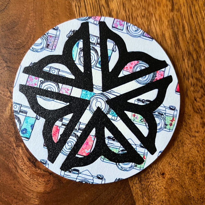 Rochester Logo with Floral Cameras - 4 Pack Paper Coasters