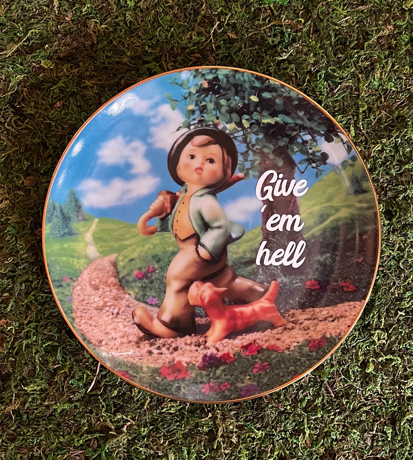 Give 'em Hell Vintage Hummel Plate