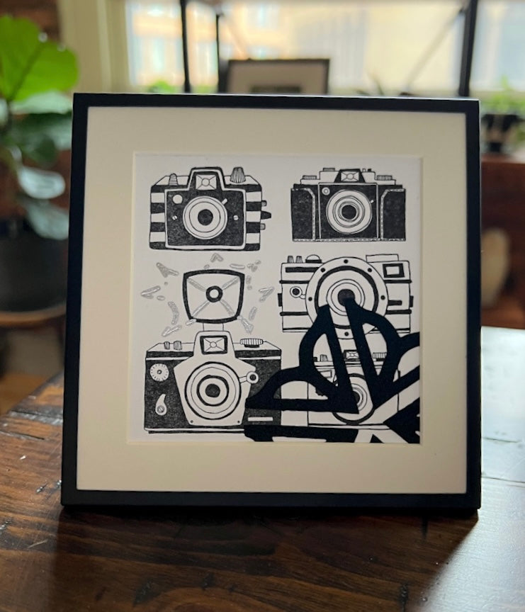 Rochester NY Logo with Cameras Framed Multimedia Papercraft