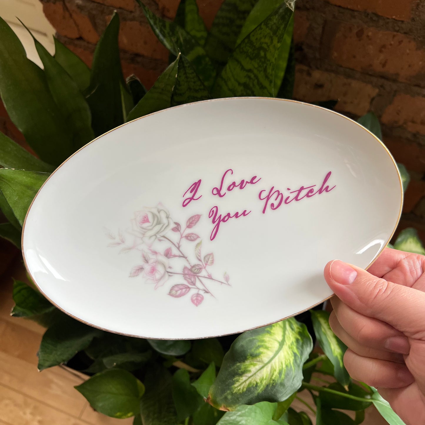 I Love You Bitch Vintage Symco China Oval Dish