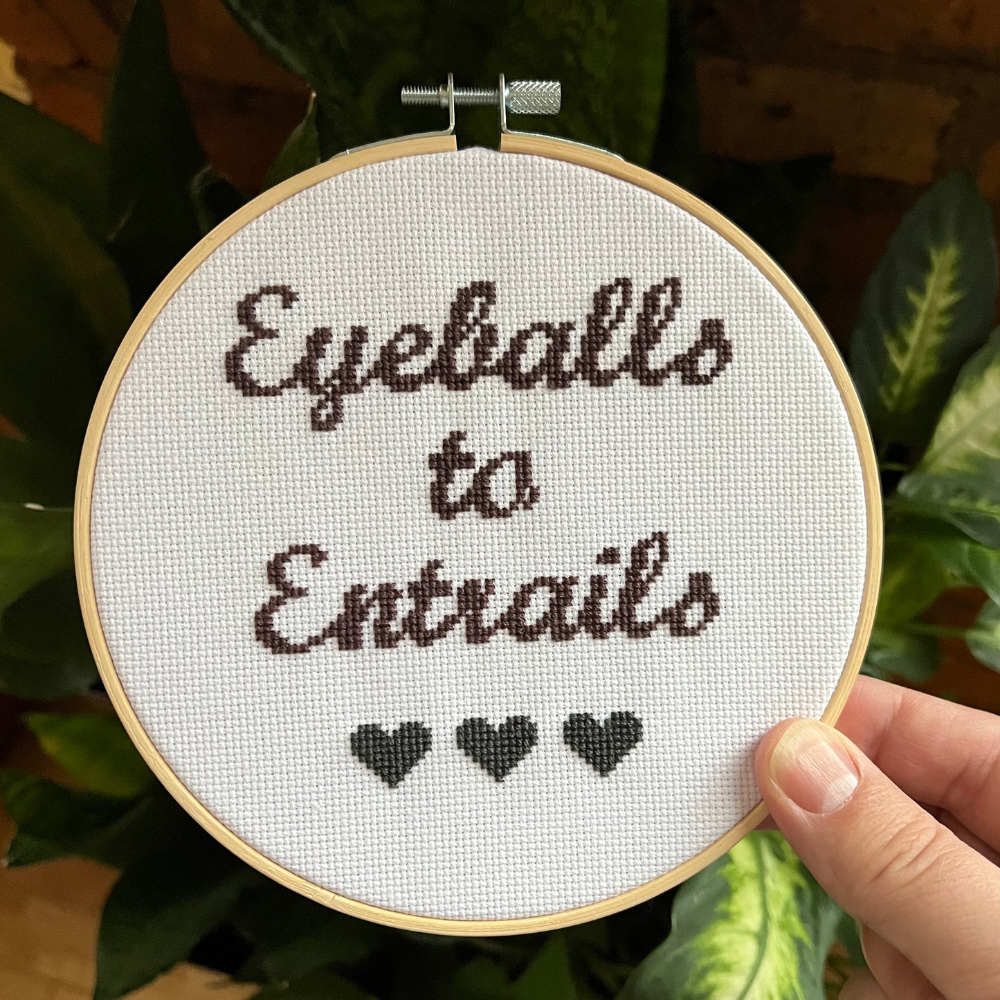 Eyeballs To Entrails 6” Hand Stitched Cross Stitch Hoop