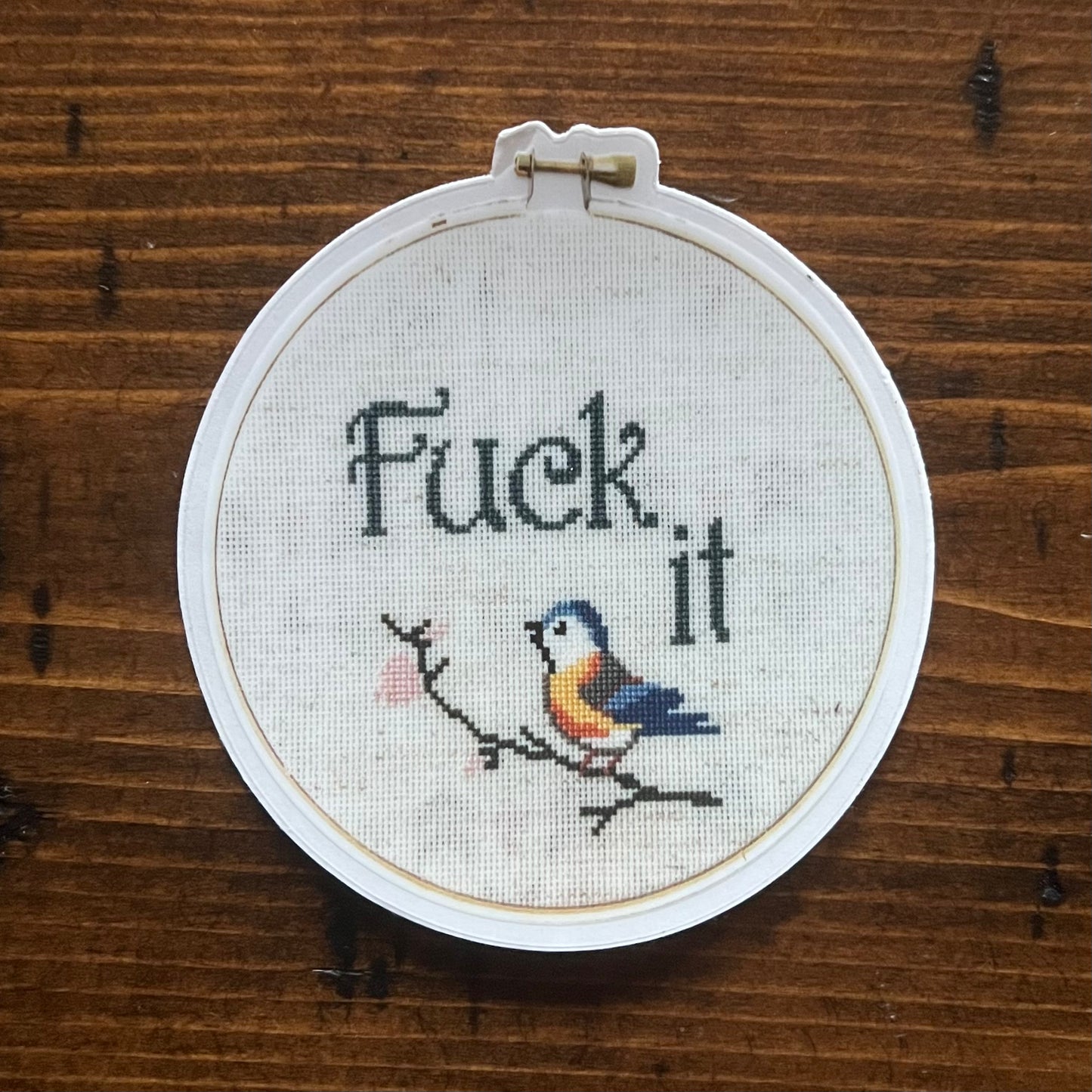 Fuck It Cross Stitch Inspired Vinyl Sticker