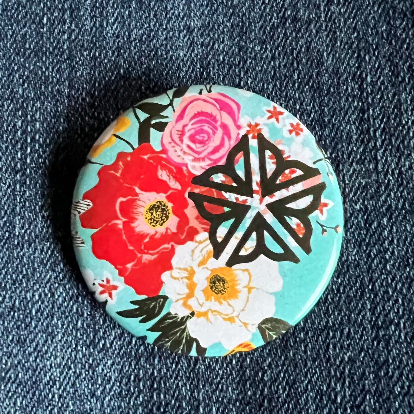 Rochester NY Logo with Floral Pin-Back Button