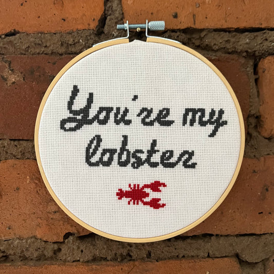 You’re My Lobster 5” Hand Stitched Cross Stitch Hoop