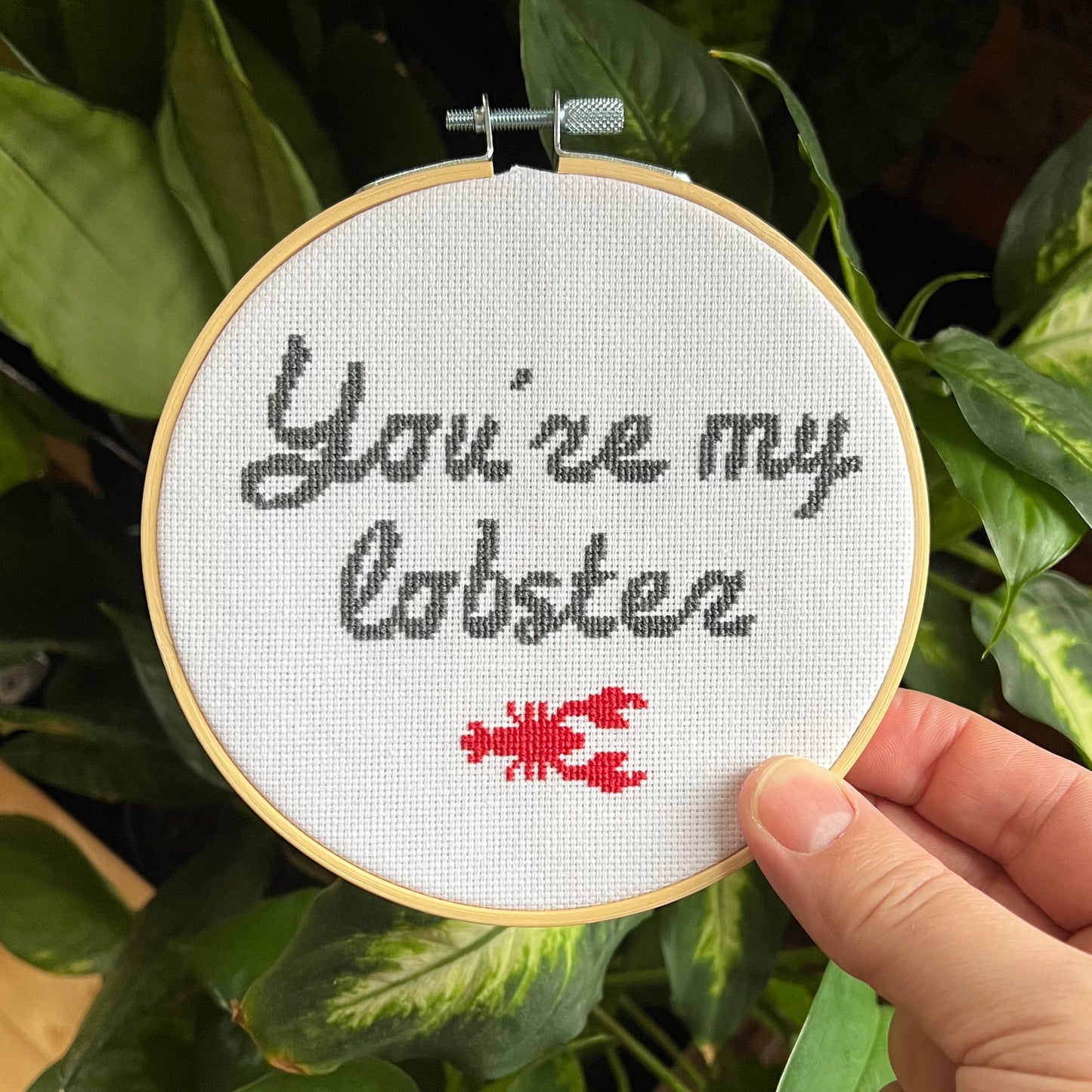You’re My Lobster 5” Hand Stitched Cross Stitch Hoop