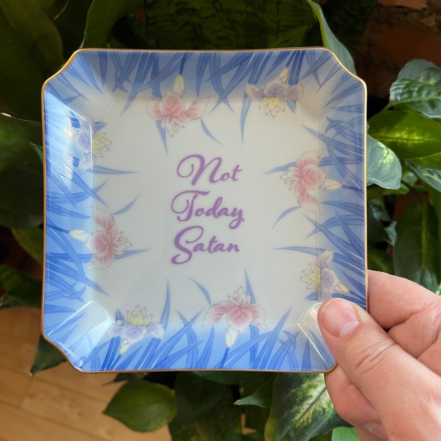 Not Today Satan Vintage OMC Porcelain Square Dish