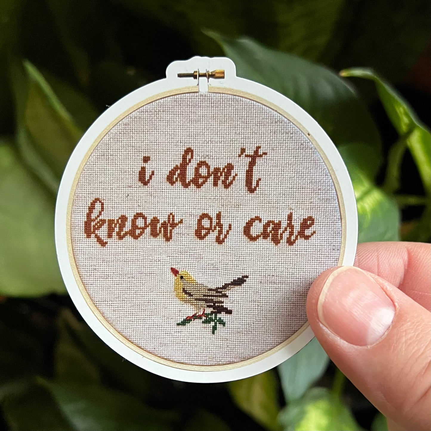 I Don't Know Or Care Cross Stitch Inspired Magnet