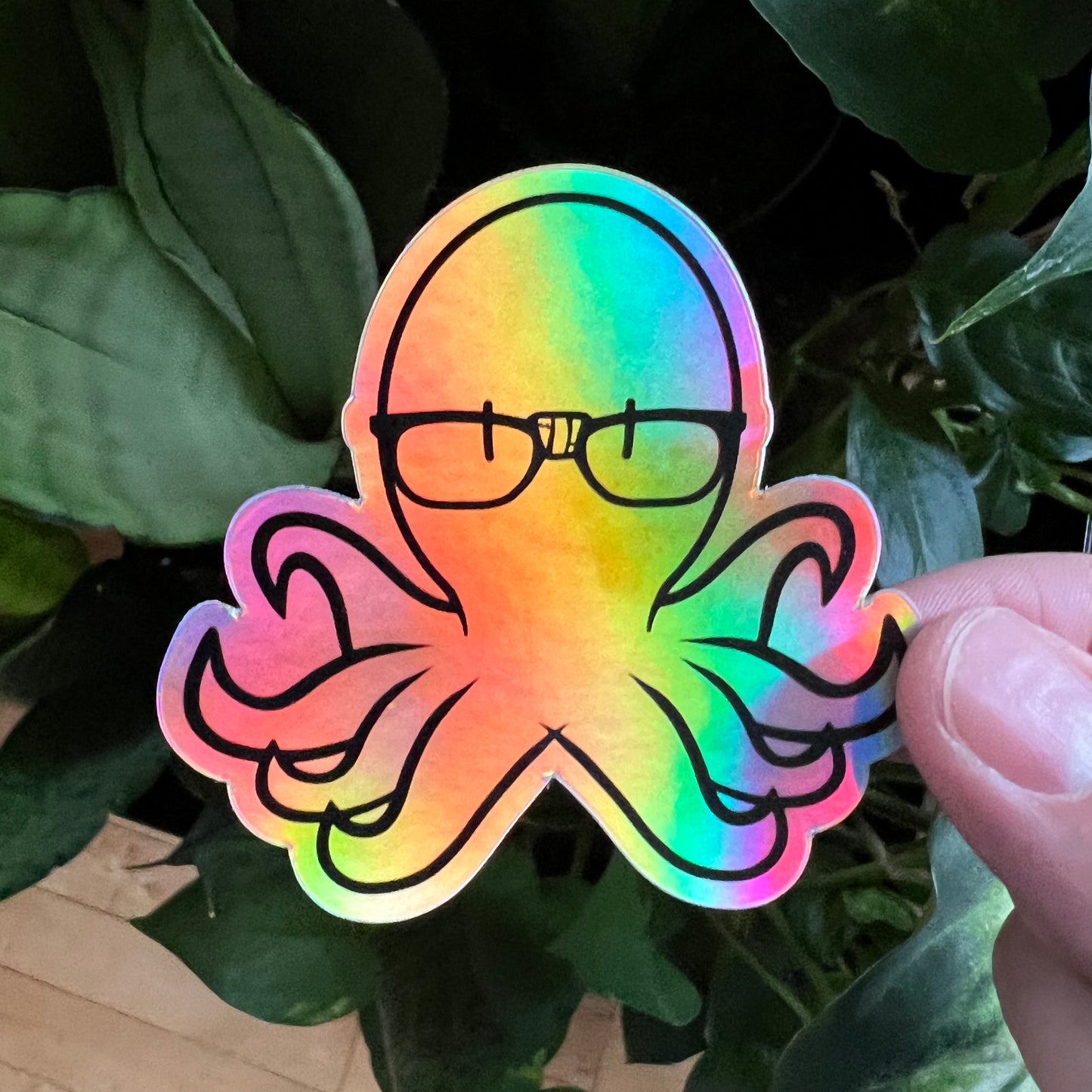 The Nerdy Octopus Logo Holographic Vinyl Sticker