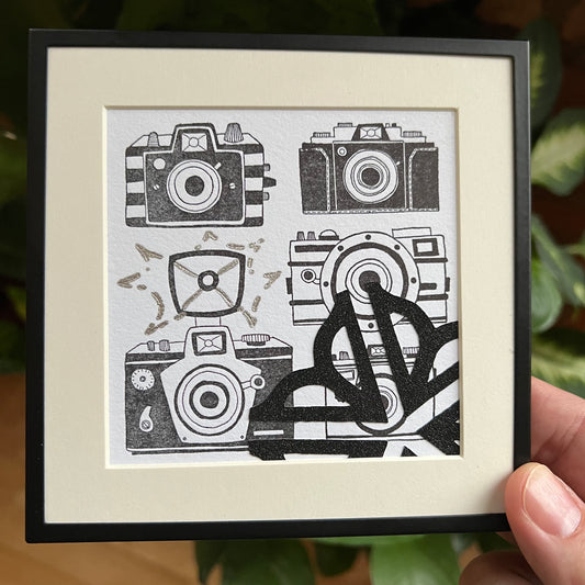 Rochester NY Logo with Cameras Framed Multimedia Papercraft
