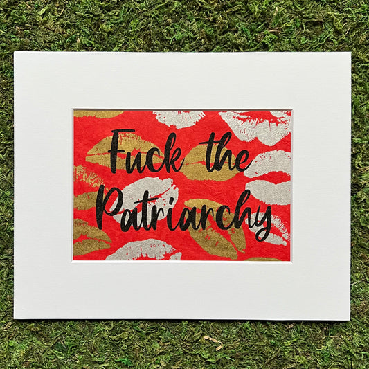 Fuck the Patriarchy with Lipstick Background Multimedia Papercraft