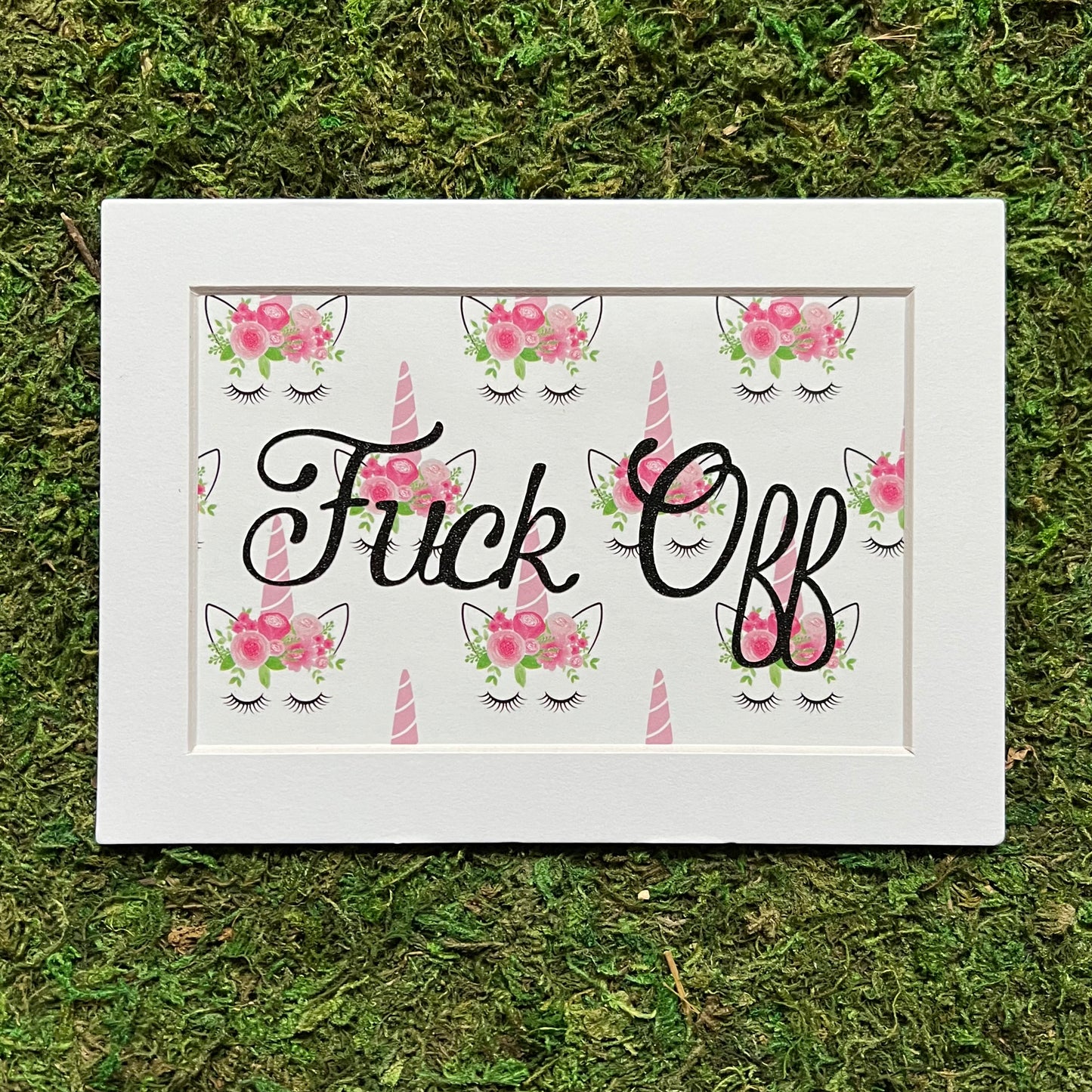 Fuck Off with Floral Unicorn Background Multimedia Papercraft