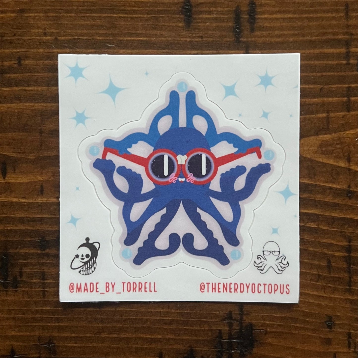 Roc Nerdy Octopus Kiss Cut Vinyl Sticker